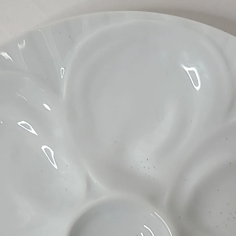 Vintage 60's Oyster Dish Plate Ceramic Stoneware Porcelain White Serve Platter